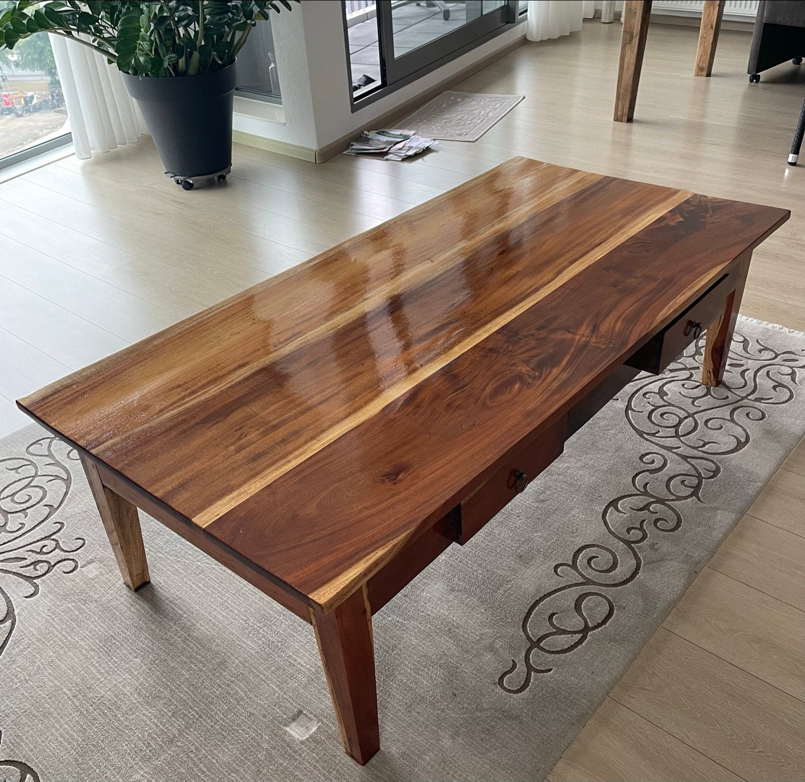 Salon tafel 150x75x45 cm met lades massief hout, Huis en Inrichting, Ophalen, Gebruikt, 100 tot 150 cm, 50 tot 100 cm