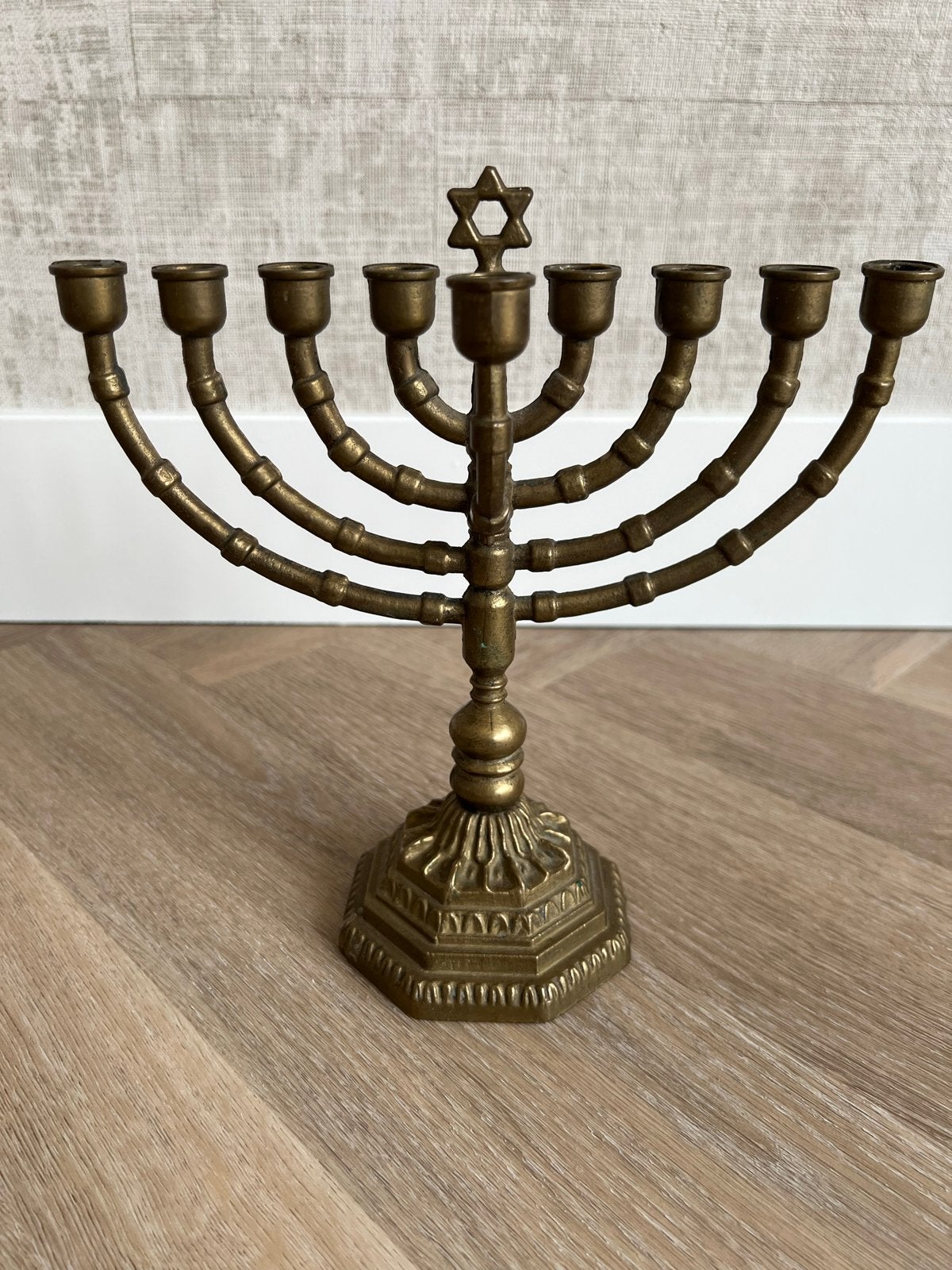 Antieke bronzen Menora - Joodse kandelaar, Antiek en Kunst, Ophalen of Verzenden, Koper of Brons