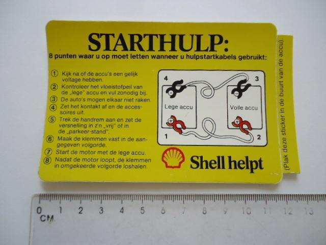 sticker oud STARTHULP Shell helpt auto oldtimer retro, Verzenden, Zo goed als nieuw, Bedrijf of Vereniging