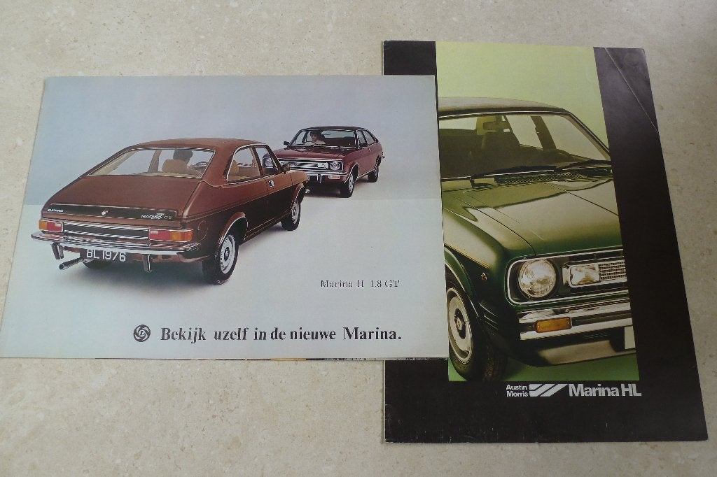 Morris Marina folders Leyland 2 stuks voor 3,00 ! Nederlands, Ophalen of Verzenden, Zo goed als nieuw, Overige merken