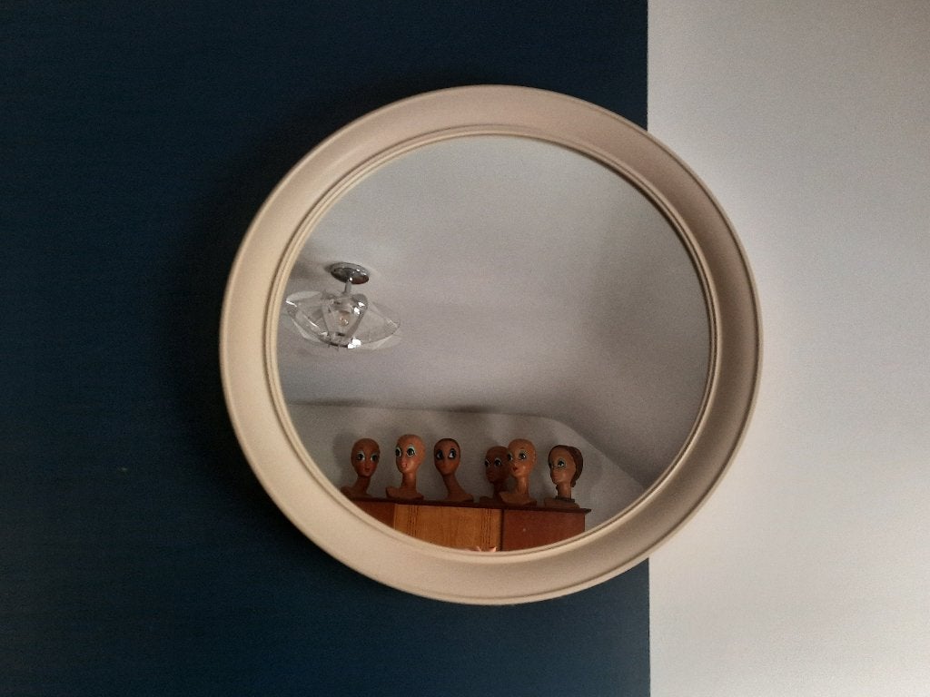 2 vintage Space Age ronde spiegels – jaren ’70, Ophalen, Rond, Zo goed als nieuw, Minder dan 100 cm