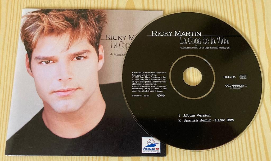 CD Single Ricky Martin - La Copa De La Vida (WK 1998), Cd's en Dvd's, 1 single, Ophalen, Zo goed als nieuw, Latin en Salsa