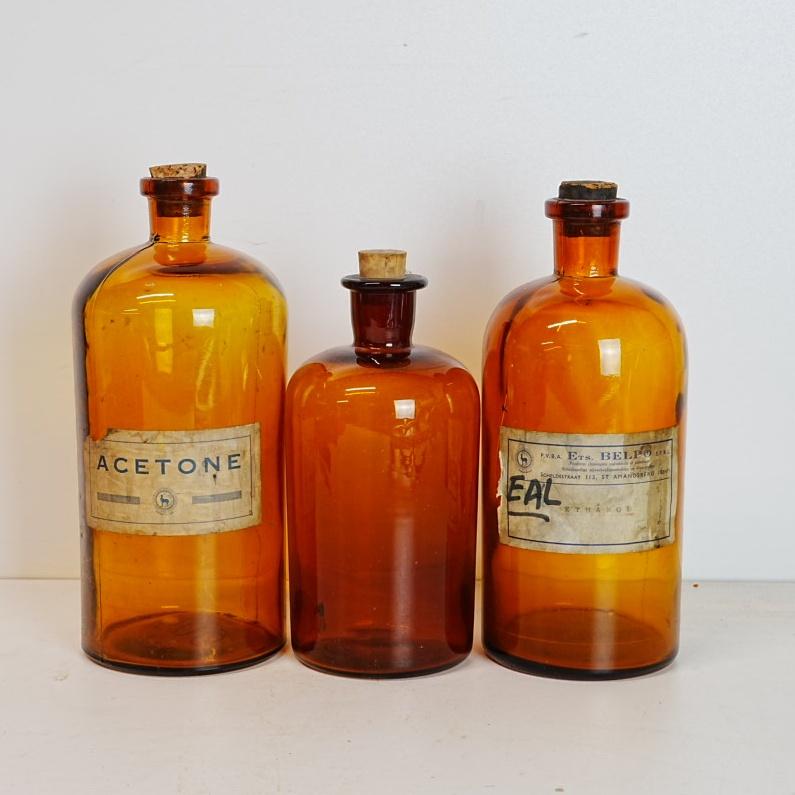 Vintage glazen apothekerspotten., Overige typen, Ophalen of Verzenden, Zo goed als nieuw, Glas