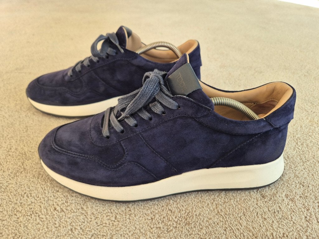 Tods Red Dot Sneakers in Blue Pashmy Suede maat 41.5  ZGAN, Blauw, Ophalen of Verzenden, Tod's, Sneakers of Gympen