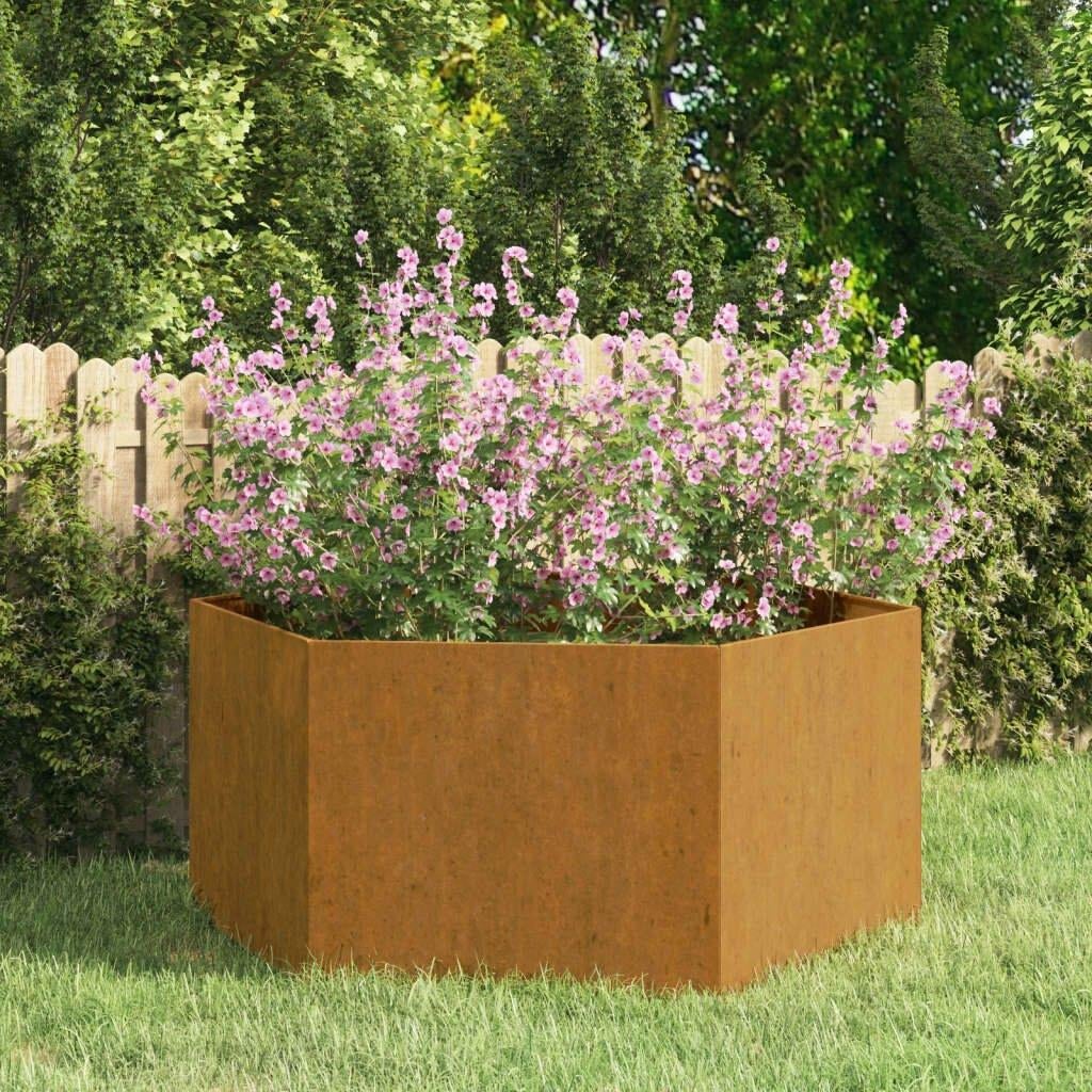 Plantenbak Hexagonaal roestig 90x90x45 cm cortenstaal, Tuin en Terras, Bloembakken en Plantenbakken, Nieuw, Metaal, Balkon, Tuin