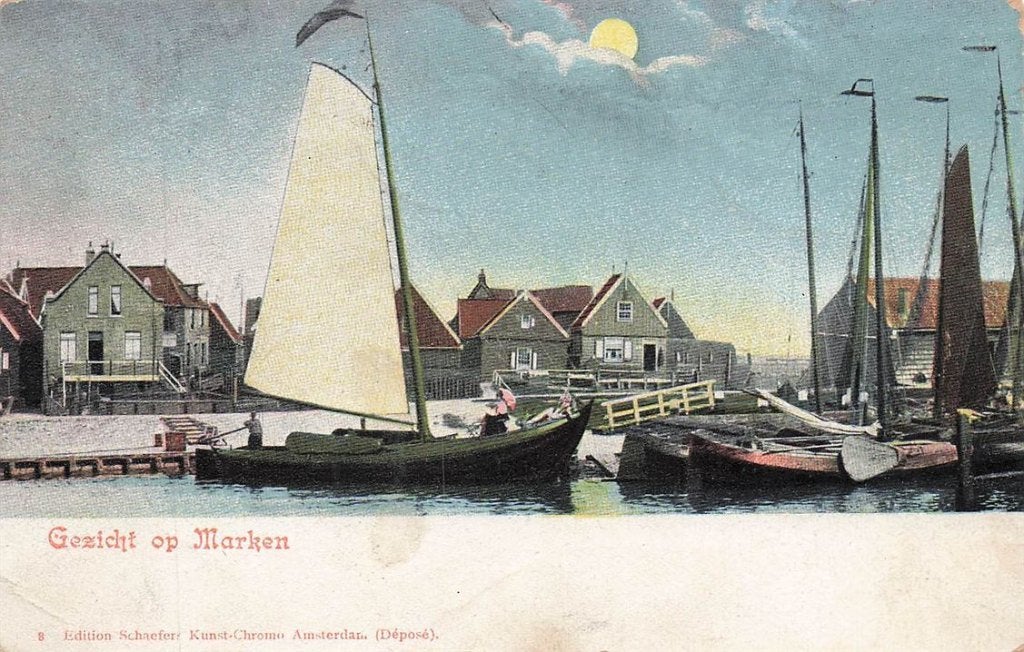 703-439-019 Gezicht op Marken, Verzamelen, Ophalen of Verzenden, Voor 1920, Noord-Holland