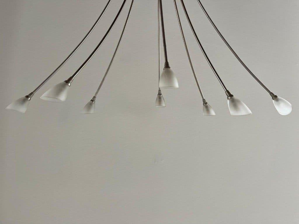 Moderne plafondlamp met 8 lichtpunten, Ophalen, Zilver, Gebruikt, 80 cm