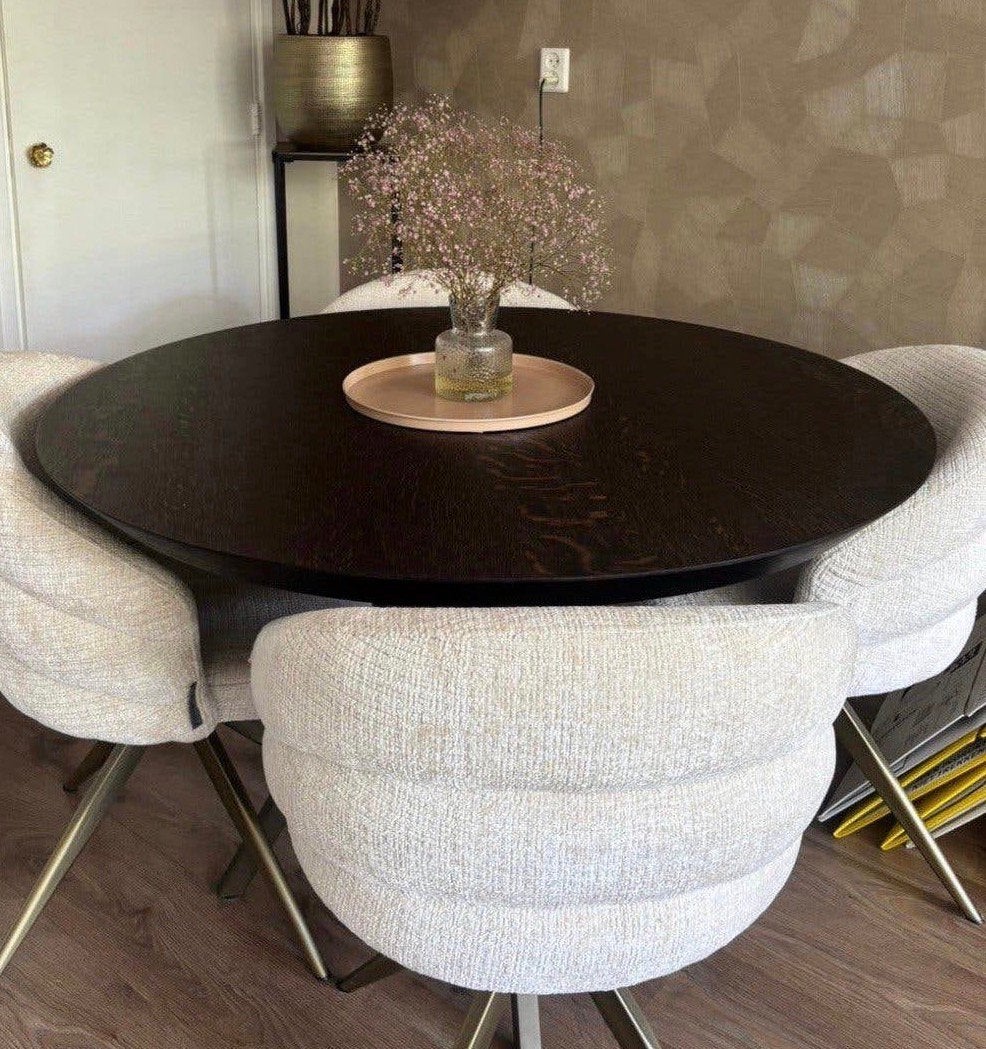 Ronde eetkamertafel, Huis en Inrichting, Ophalen, 100 tot 150 cm, Rond, Zo goed als nieuw