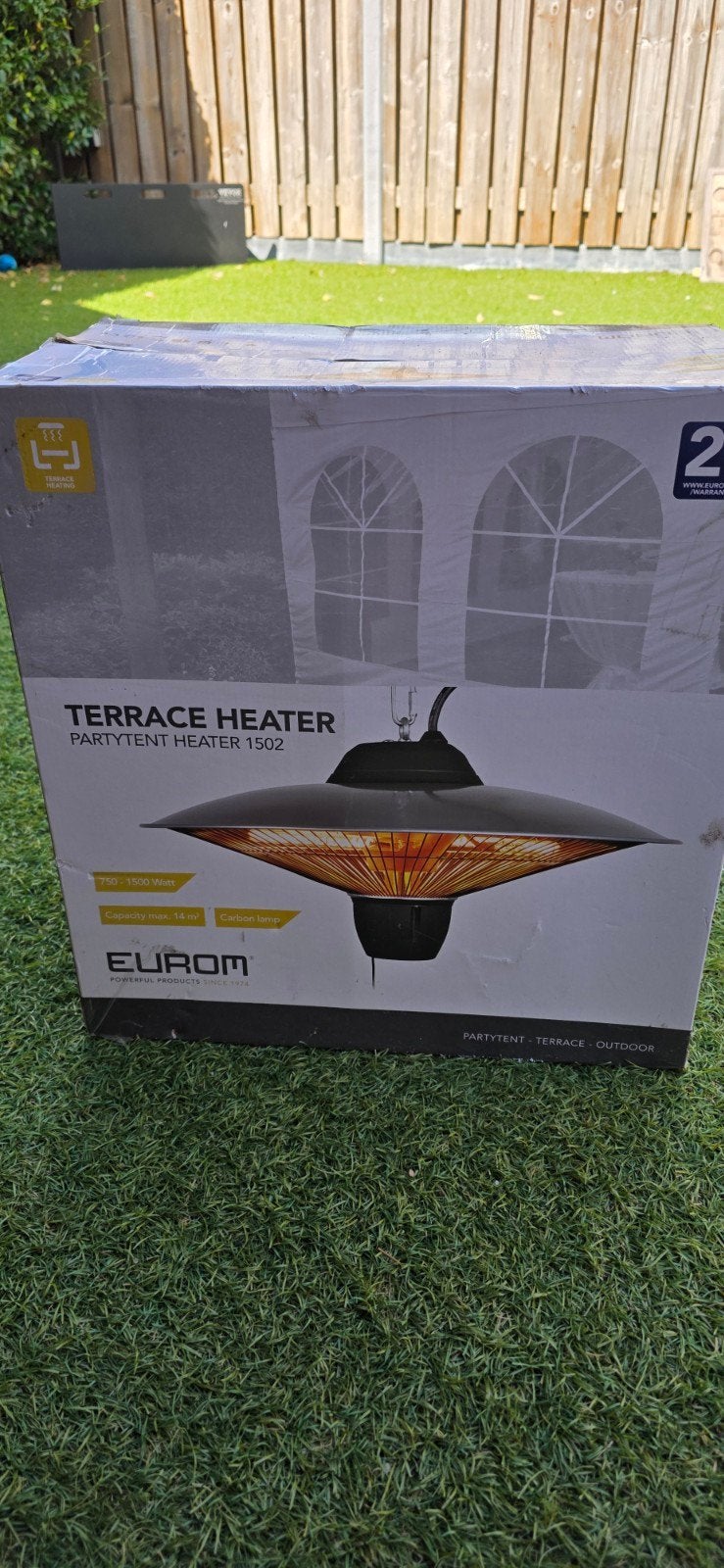 Eurom Partytent Heater 1502 - Terrasverwarmer, Parasol, Waterbestendig, Nieuw, Ophalen