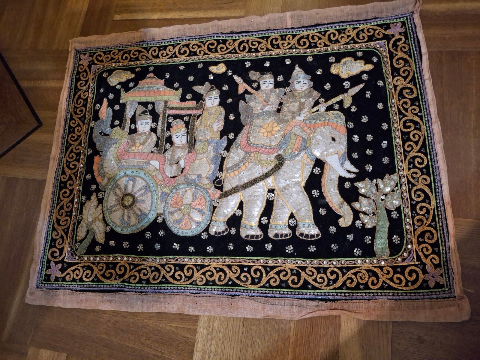 Handgemaakt Thais-Birmaanse kunst, 3D wandkleed  88x68 cm, Ophalen