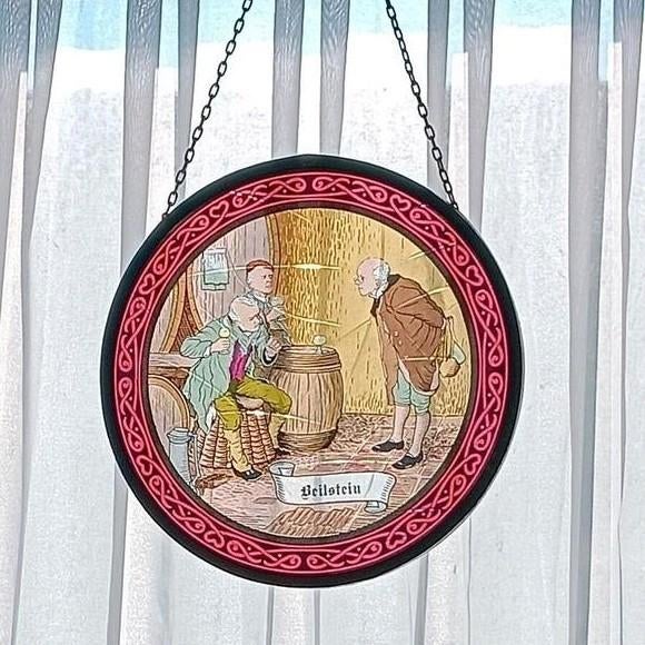 Gebrandschilderd glas in lood raamhanger 'Beilstein', Antiek en Kunst, Antiek | Glas en Kristal, Ophalen of Verzenden