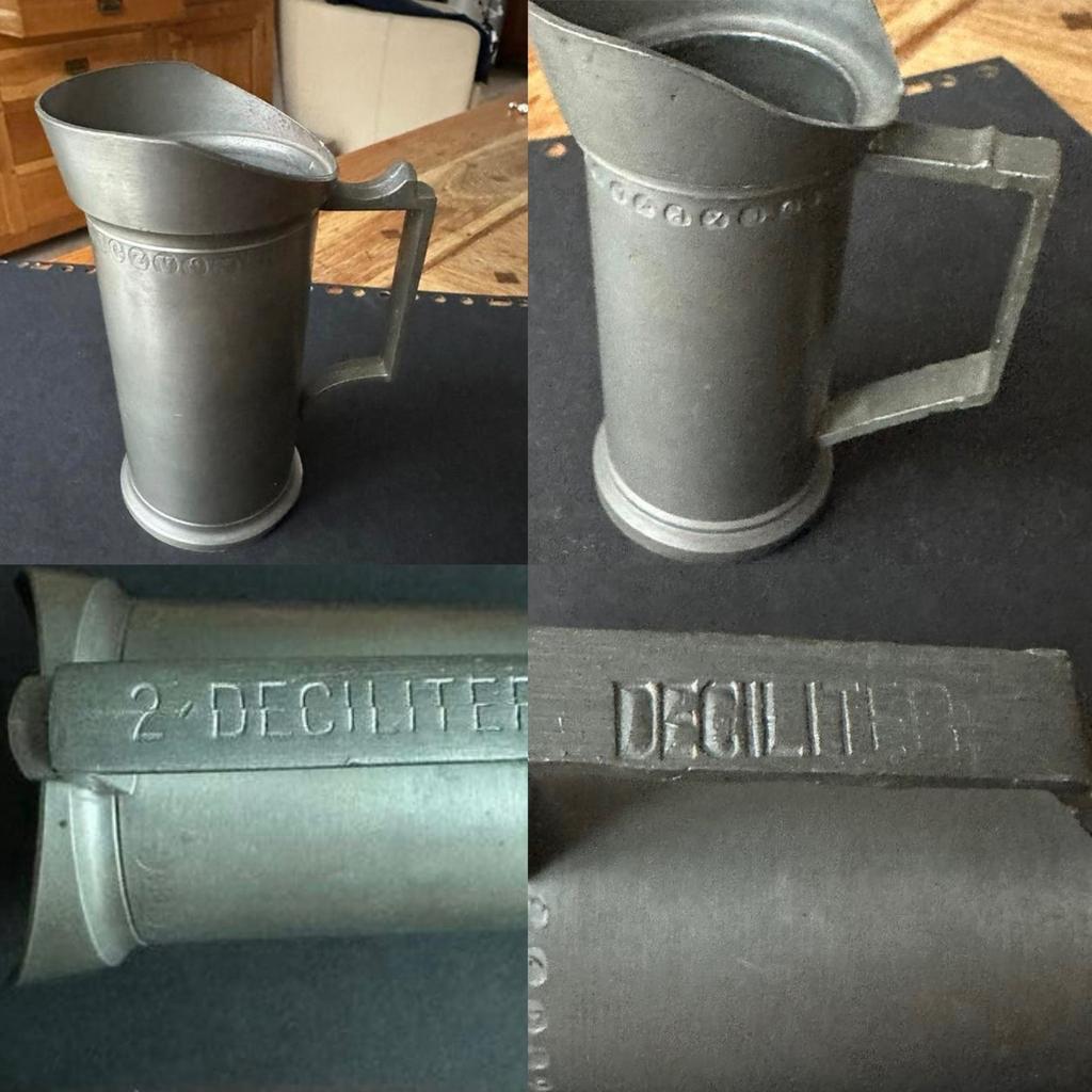 2 xTinnen maat bekers 1 en 2 Deciliter, Ophalen of Verzenden