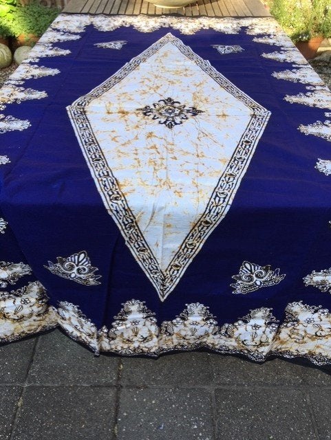 Blauw Indonesisch tafelkleed. Batik asli. 200 x 125 cm.Nieuw, 125 cm, Blauw, Nieuw, Ophalen of Verzenden