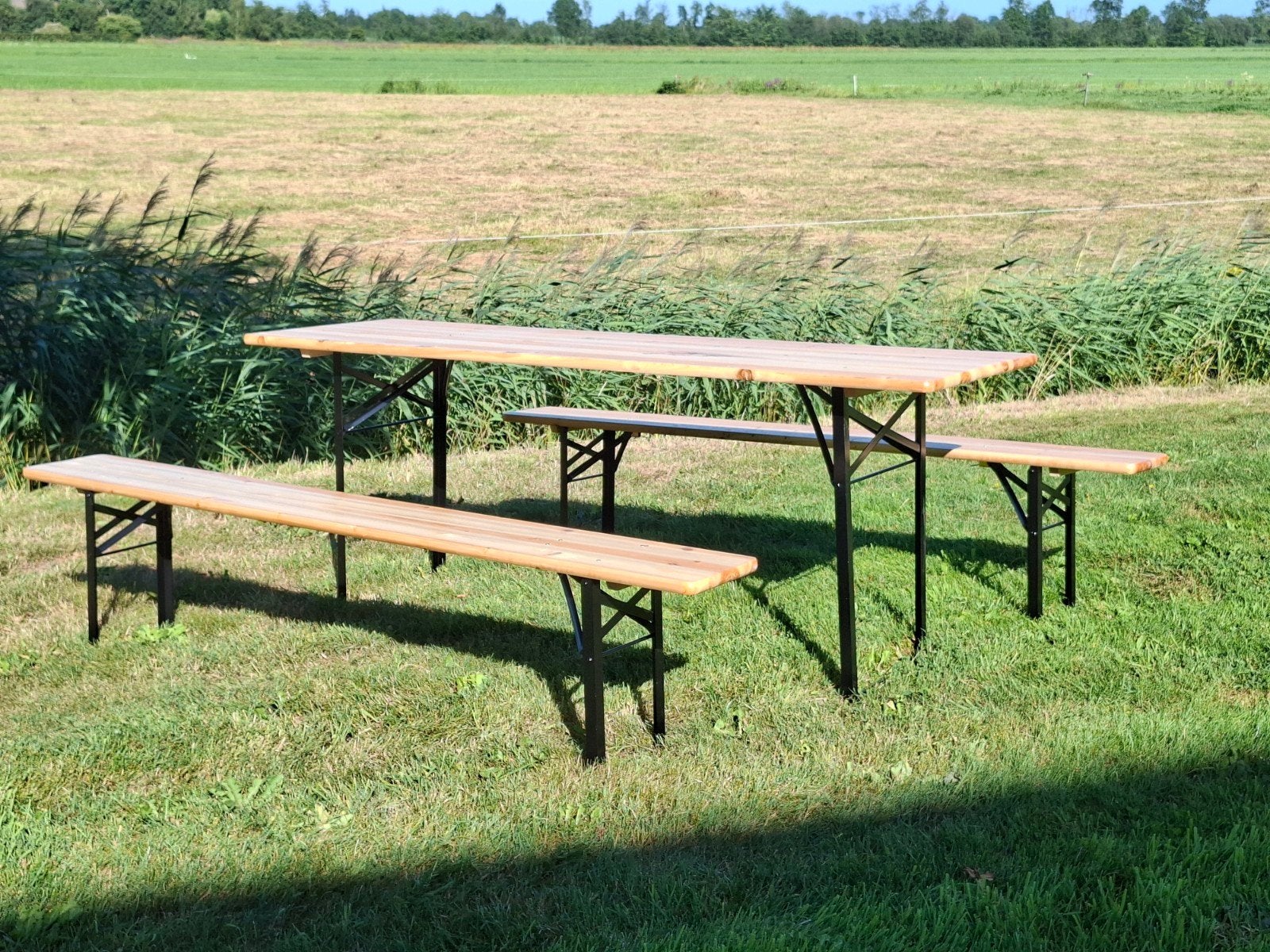 Biertafel bierbank groot nieuw. Gratis levering Zwarte Cross, Ophalen of Verzenden, Rechthoekig, Hout