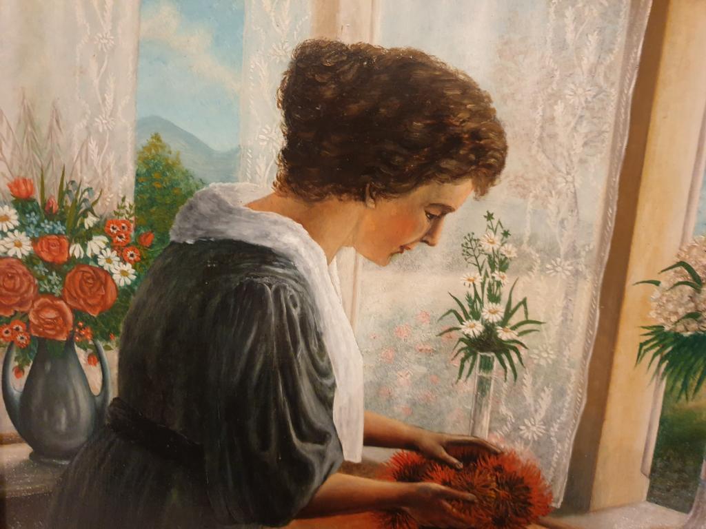 Jugendstil Schilderij ,afm 56x38cm, Antiek en Kunst, Kunst | Schilderijen | Klassiek, Ophalen of Verzenden