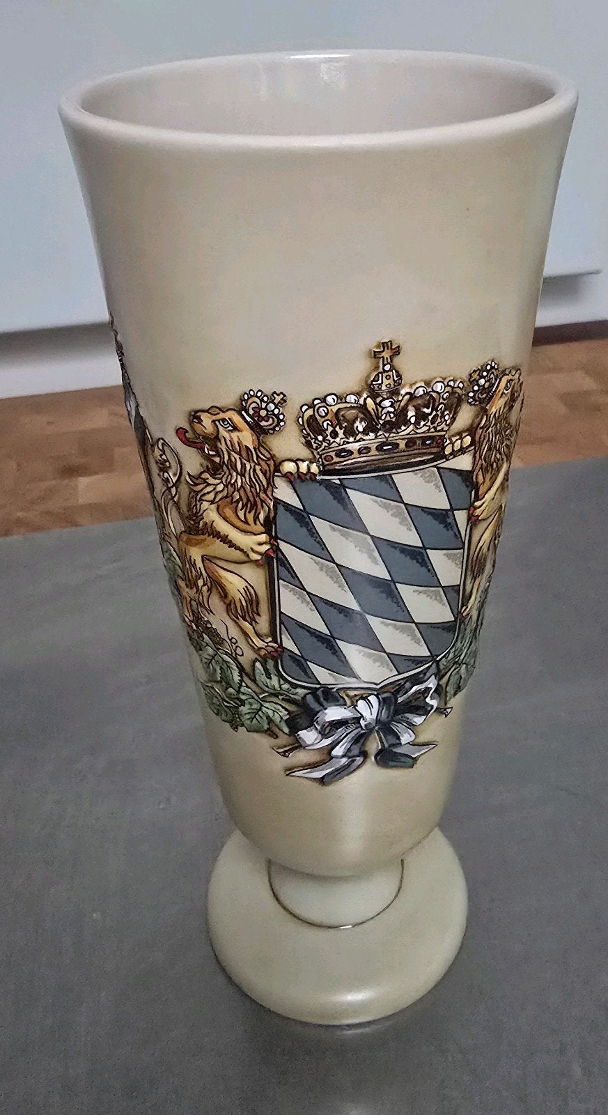 Ceramarte kossinger biervaas 0,5 litr Bayrische lowe VINTAGE, Antiek en Kunst, Ophalen of Verzenden