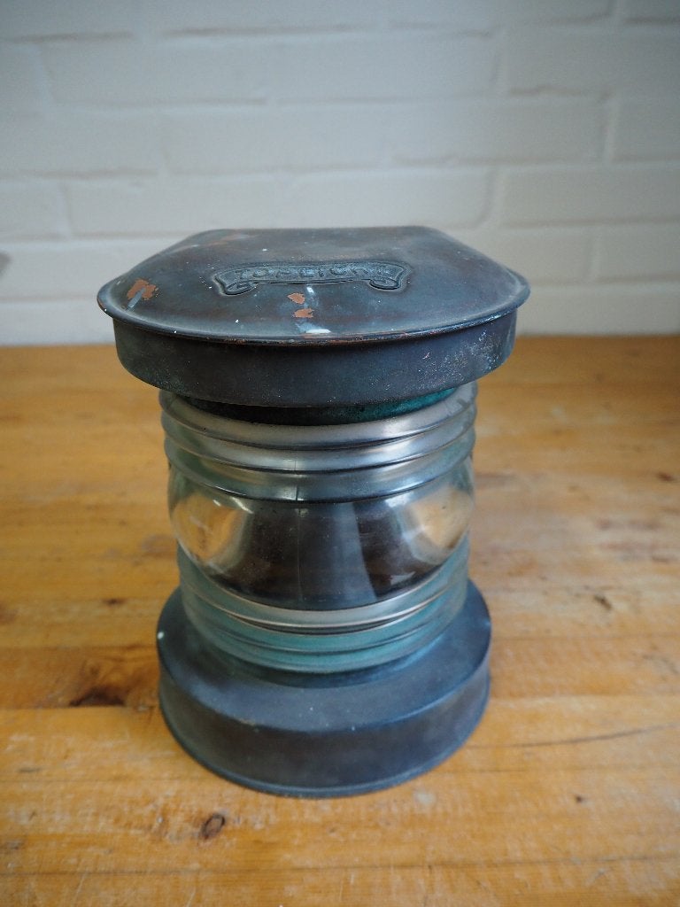 Vintage koperen nautische scheepslamp (ankerlicht), Ophalen of Verzenden, Gebruikt, Metaal, Vintage