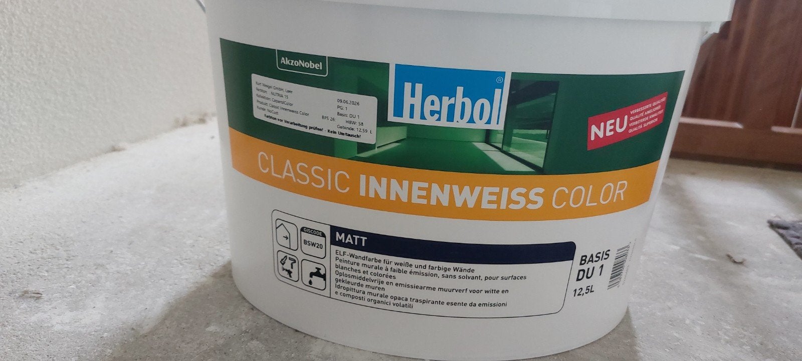 2 emmers Herbol hoogwaardige Muurverf Taupe kleur, 10 tot 15 liter, Ophalen, Nieuw, Overige kleuren