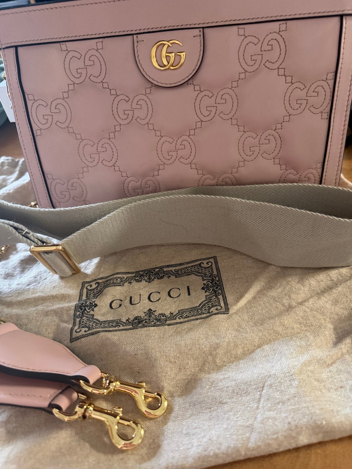 Gucci GG Matelassé Frame Top Shoulder Bag, Ophalen, Zo goed als nieuw, Roze, Schoudertasje