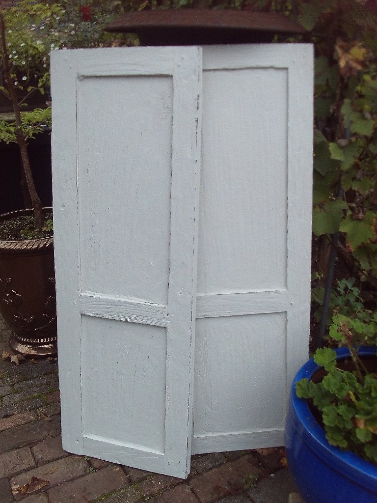 2 brocante houten luiken, wit, 100x35 cm, Ophalen