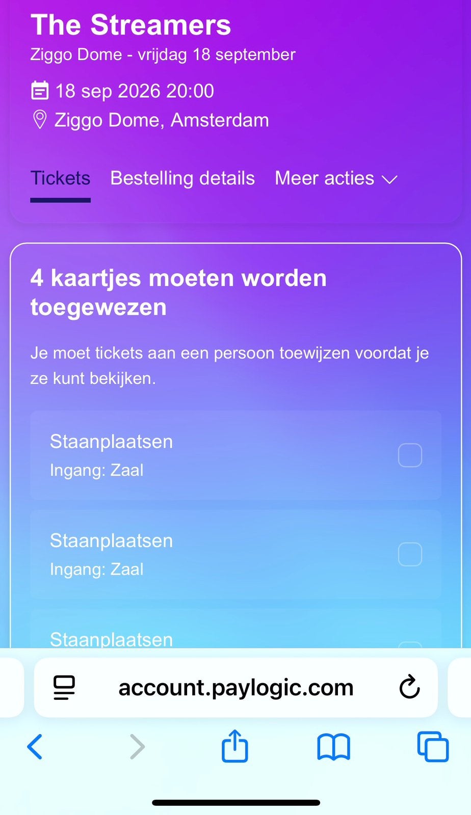 4 staanplaatsen voor The Streamers 18 september, Drie personen of meer, September