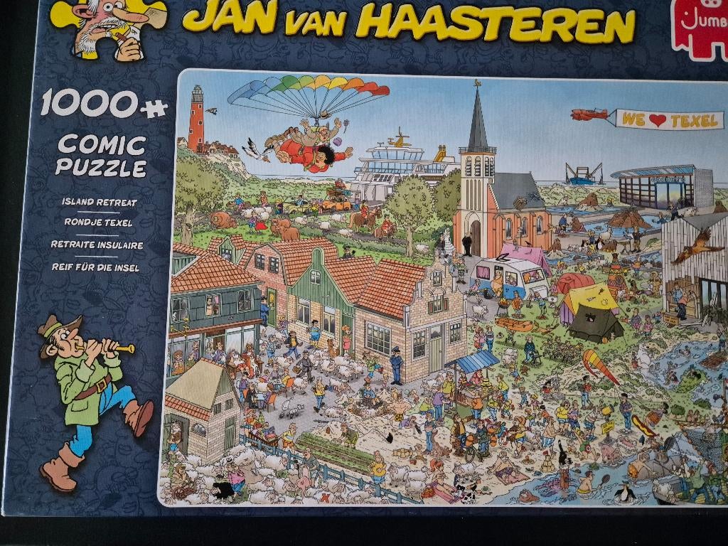 Puzzel Jan van Haasteren 1000 Rondje Texel, Ophalen of Verzenden, 500 t/m 1500 stukjes, Zo goed als nieuw, Legpuzzel