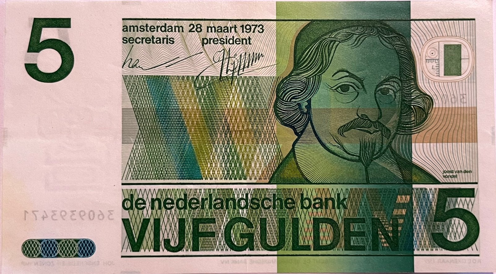 Schitterende vijf gulden 1973, Ophalen of Verzenden, 5 gulden, Los biljet