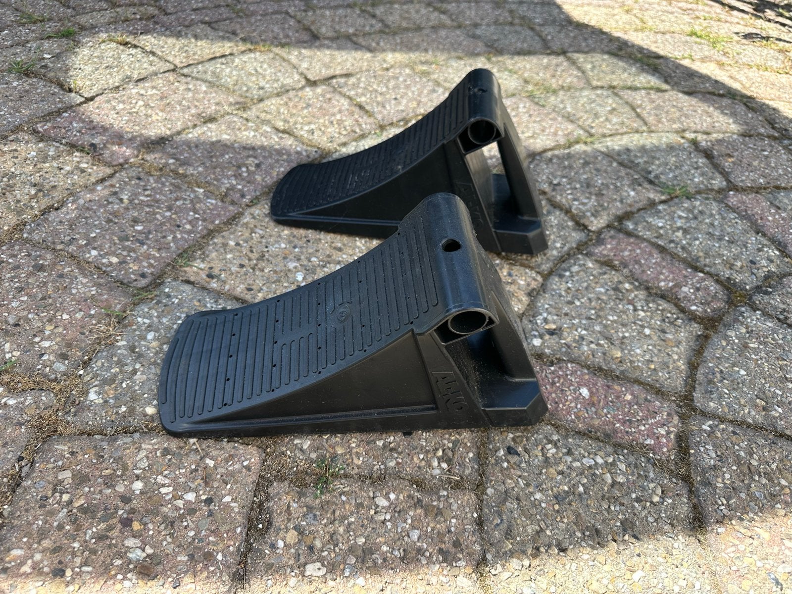 Set van 2 caravan oprijblokken / wielkeggen, Caravans en Kamperen, Caravan accessoires, Ophalen, Gebruikt
