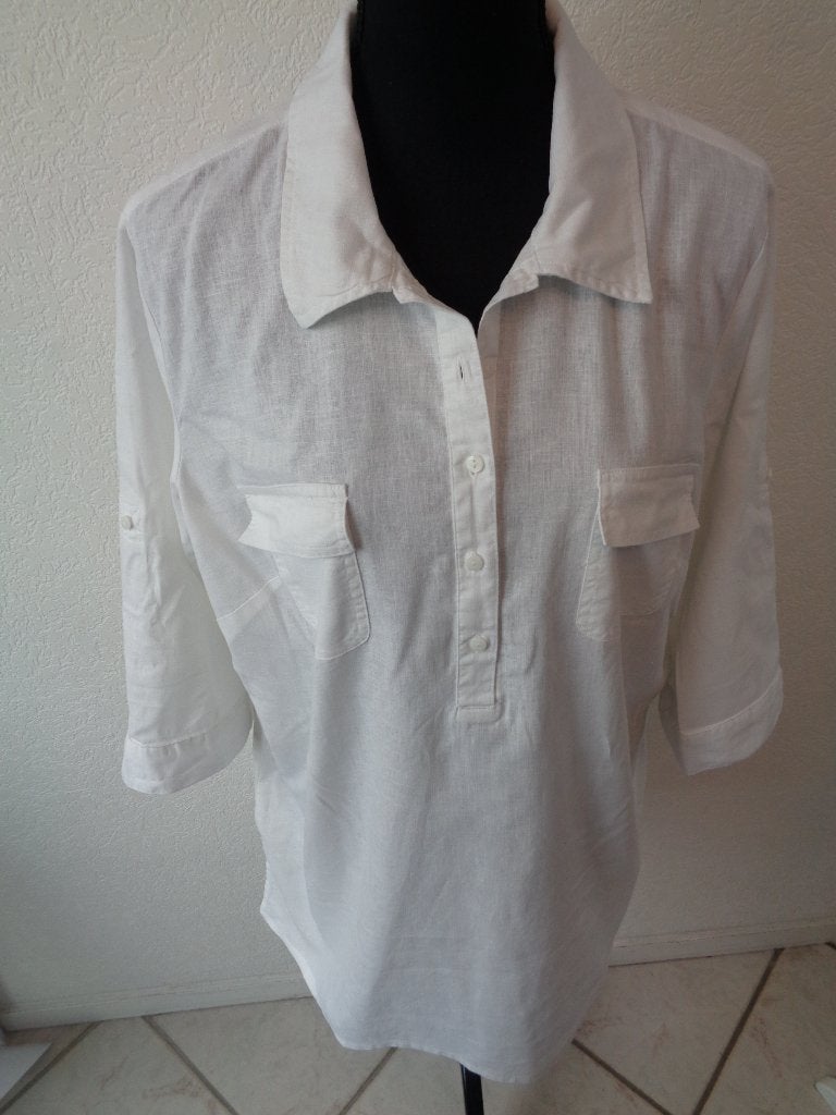 blouse/jurk bonprix maat 44 valt als XL oksel tot oksel 60cm, Bonprix, Wit, Maat 46/48 (XL) of groter, Ophalen of Verzenden