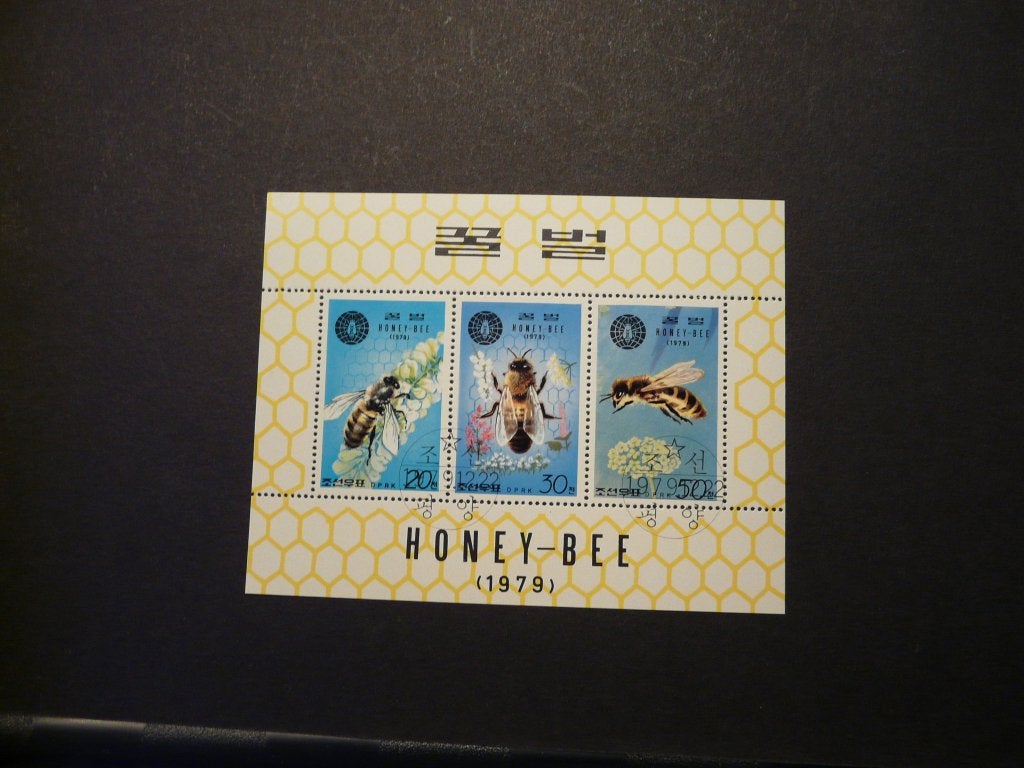 Blok Noord Korea gestempeld Bijen, Ophalen of Verzenden, Gestempeld, Dier of Natuur