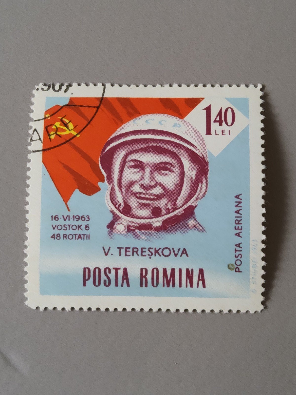 Roemeense postzegel V. Tereşkova Vostok 6 1963, Verzenden