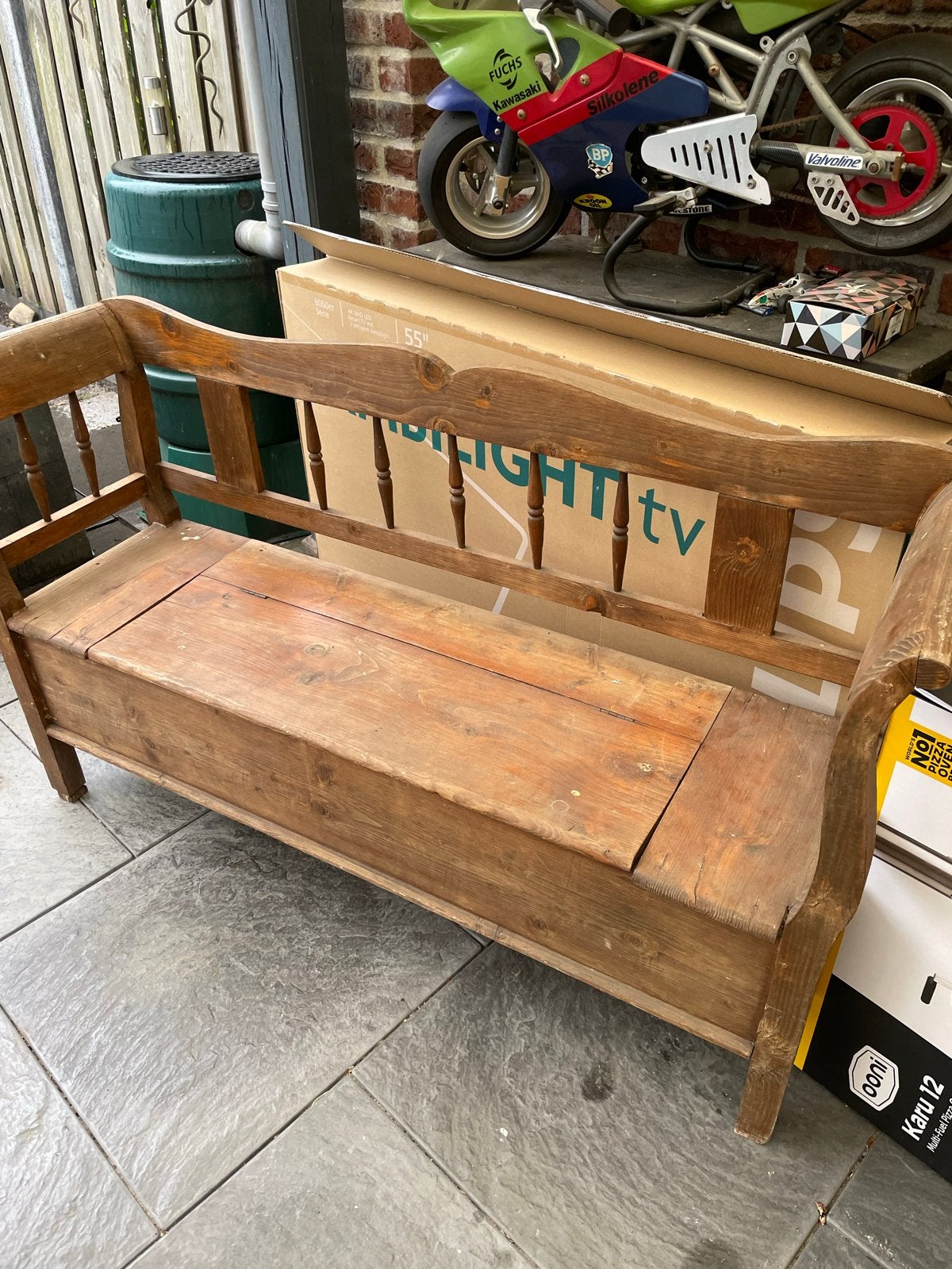 Mooi houten bankje met opbergruimte, Ophalen of Verzenden