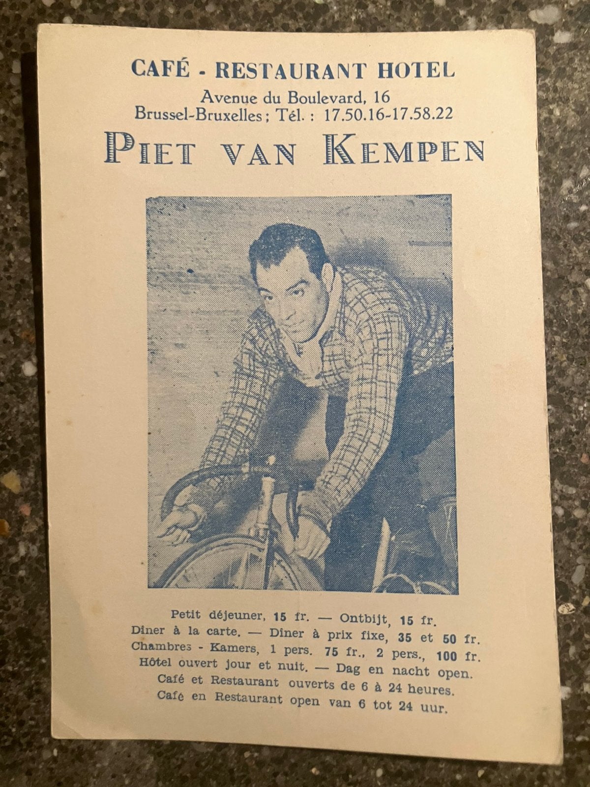 Piet van Kempen - kaart cafe - wielrennen, Verzamelen, Ophalen of Verzenden, Zo goed als nieuw, Overige sporten, Spelerskaart