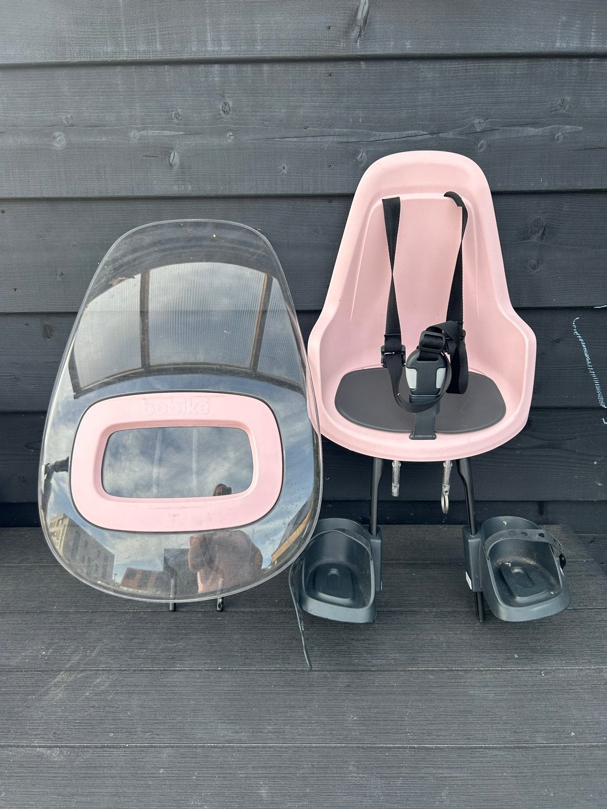 Bobike Exclusive Mini voorzitje met windscherm - Roze, Ophalen, Voetsteuntjes, Zo goed als nieuw, Voorzitje