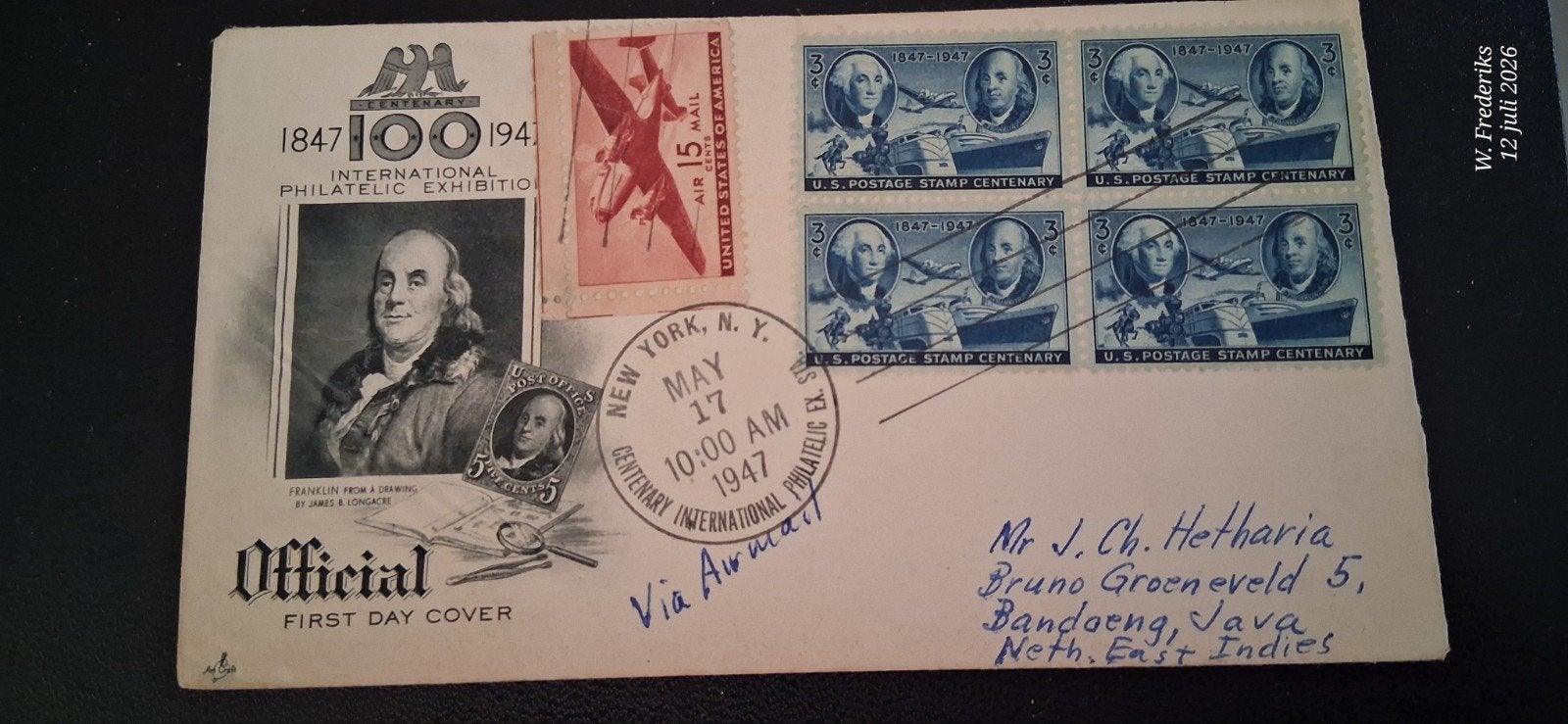 FDC USA 1947, Ophalen of Verzenden, Beschreven, Rest van de wereld
