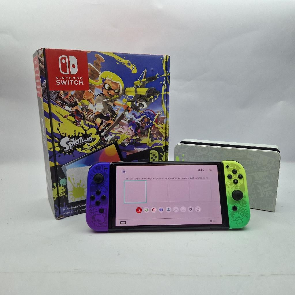 Nintendo Switch Oled Splatoon 3 editie || Nu maar €279.99, Ophalen of Verzenden, Zo goed als nieuw, Met 1 controller, Switch OLED