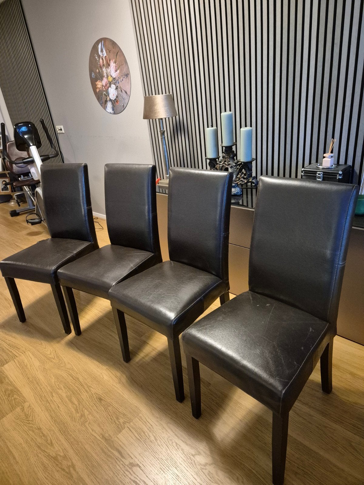 Prima eetkamerstoelen inclusief hoezen, Ophalen, Gebruikt, Bruin, Vier