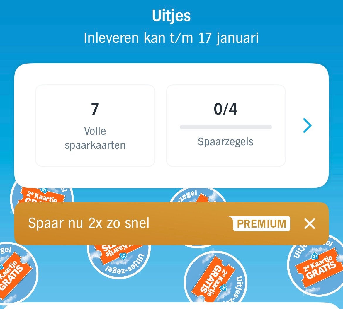 Albert Heijn 7 volle Uitjes spaarkaarten ruilen, Drie personen of meer, Kortingsbon