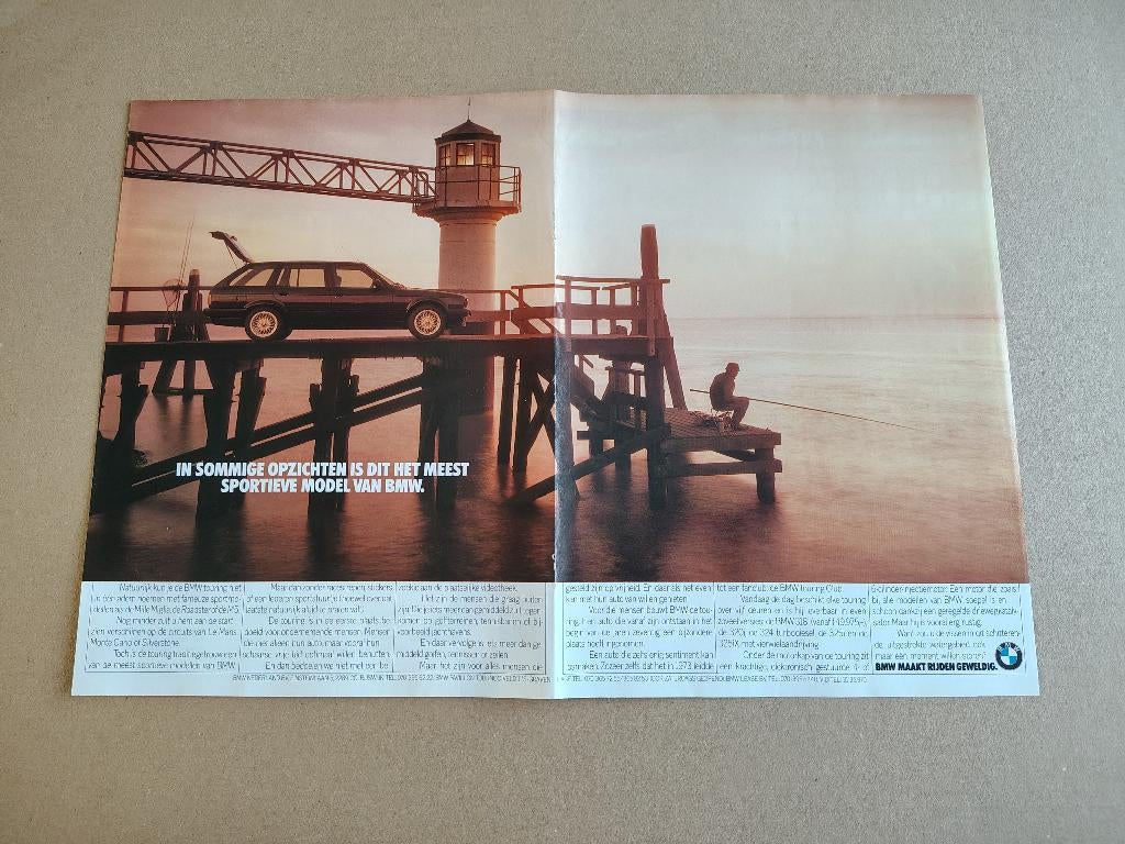 Reclame (uit oud tijdschrift) BMW E30/ Touring (1989), Verzamelen, Verzenden, Gebruikt, Auto's