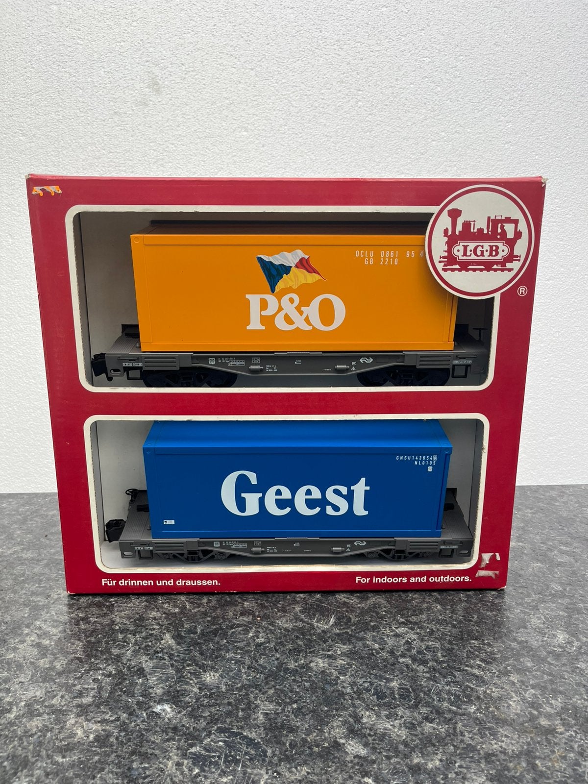 LGB 49085 container wagon set, Gelijkstroom, Wagon, Ophalen of Verzenden, Zo goed als nieuw