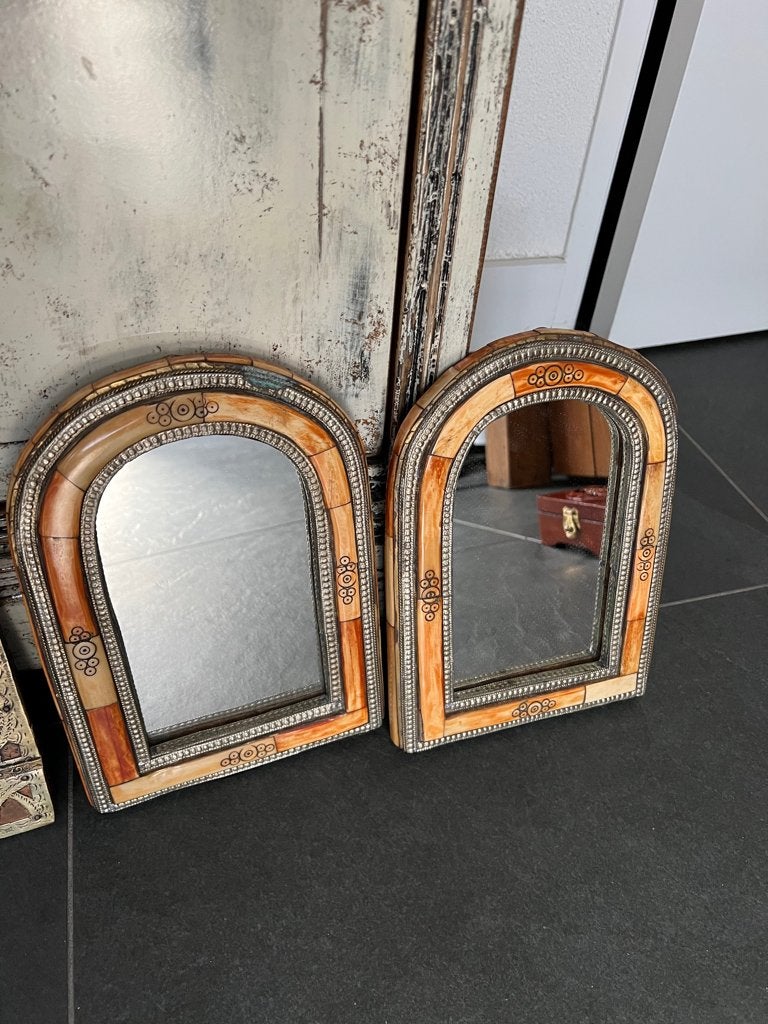 Marokkaanse spiegel handwerk metaal steen oosters 1001, Huis en Inrichting, Gebruikt, Ophalen of Verzenden, https://verburgtvintage.nl/#contact