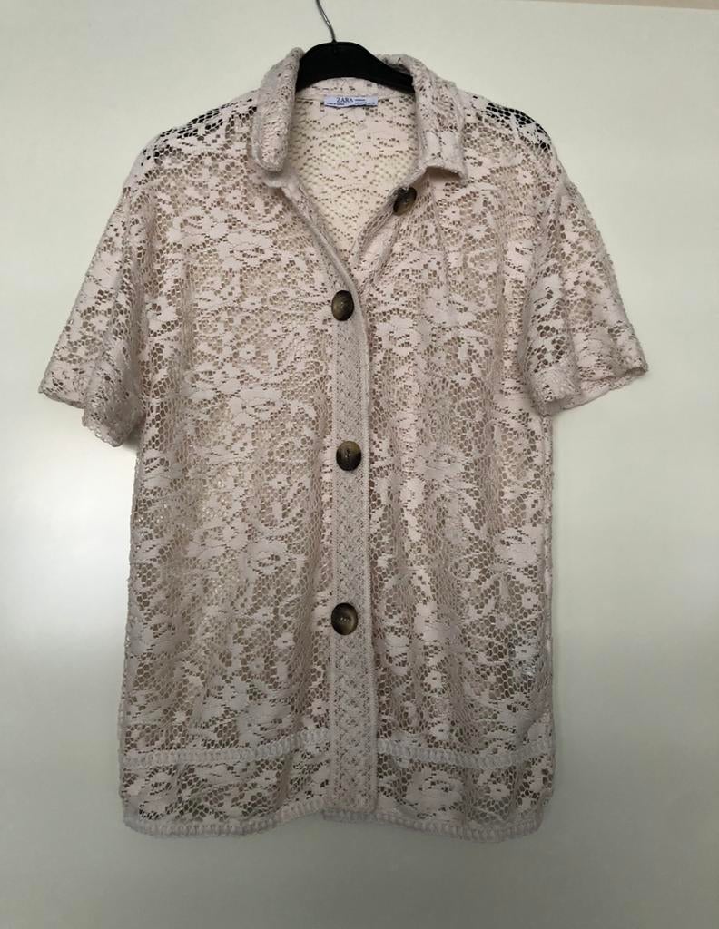 Zara woman Tuniek Blouse Kant maat M, Ophalen of Verzenden, Zo goed als nieuw, Maat 38/40 (M), Beige