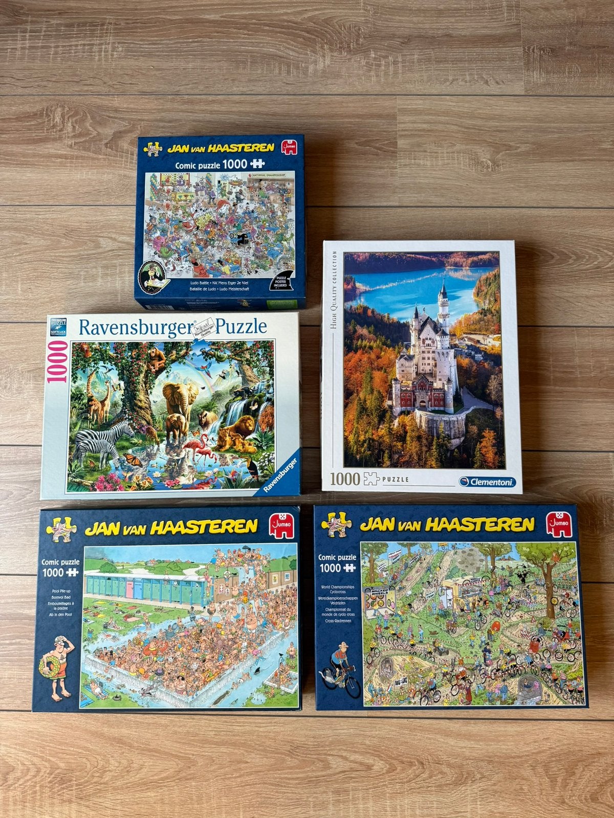 [tk] Puzzels Jan van Haasteren, Ravensburger enz, Ophalen of Verzenden, 500 t/m 1500 stukjes, Zo goed als nieuw, Legpuzzel