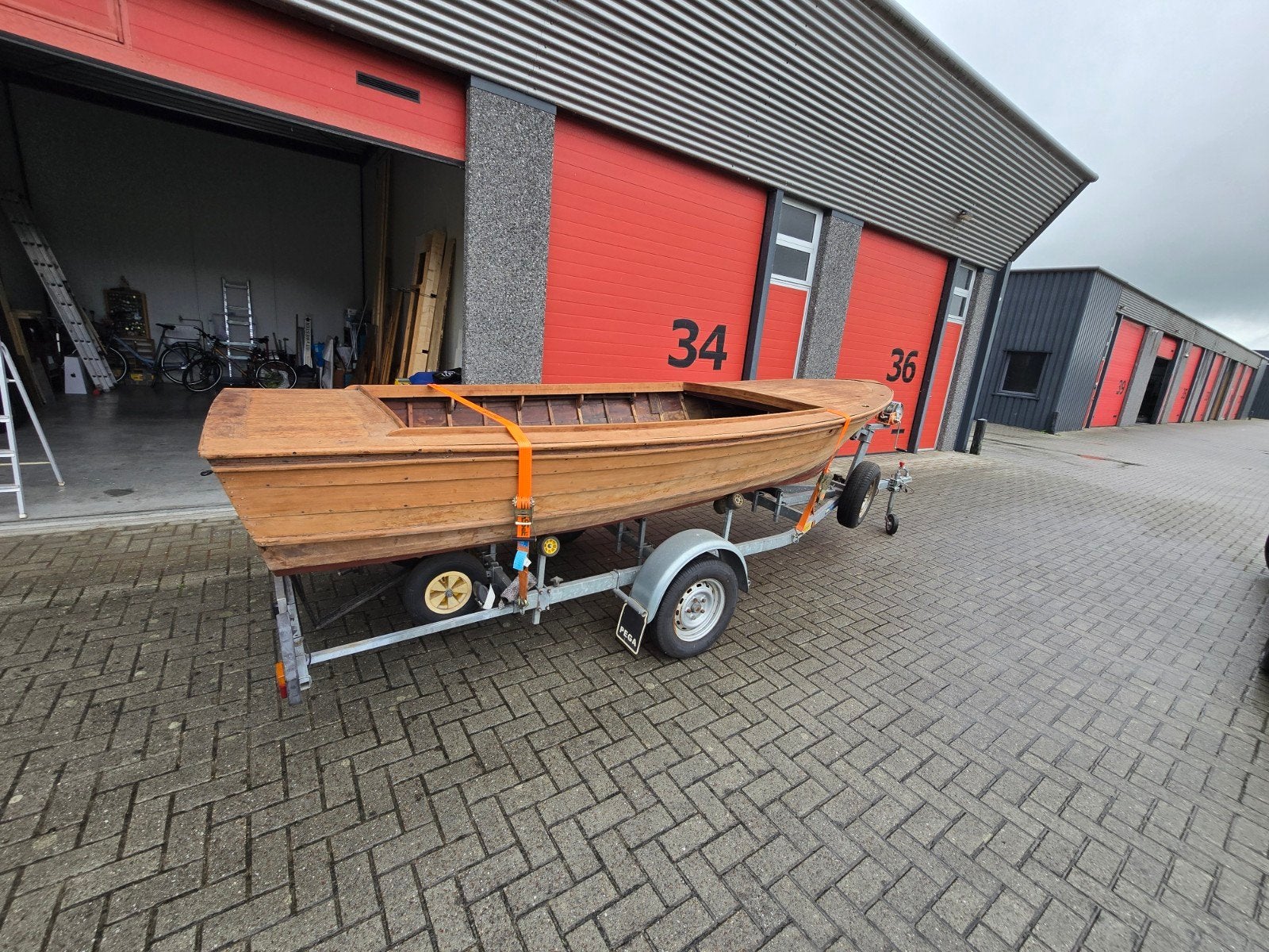 Houten boot sloep casco zonder motor - Winterproject, Watersport en Boten, Ophalen, Gebruikt, Afdekzeil, Geen motor