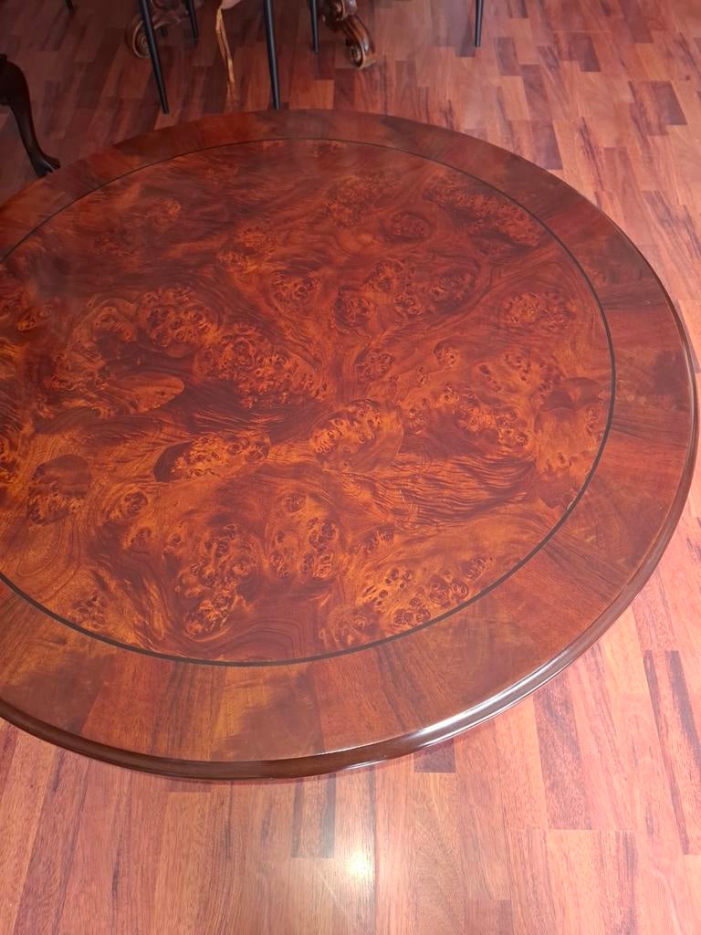 Ronde salontafel met wortelnoten fineer, Ophalen of Verzenden