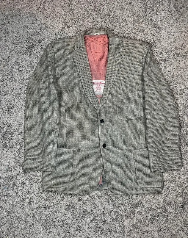 Vintage harris tweed Jacket 80s Grey Wool, Harris Tweed, Overige maten, Ophalen of Verzenden, Grijs