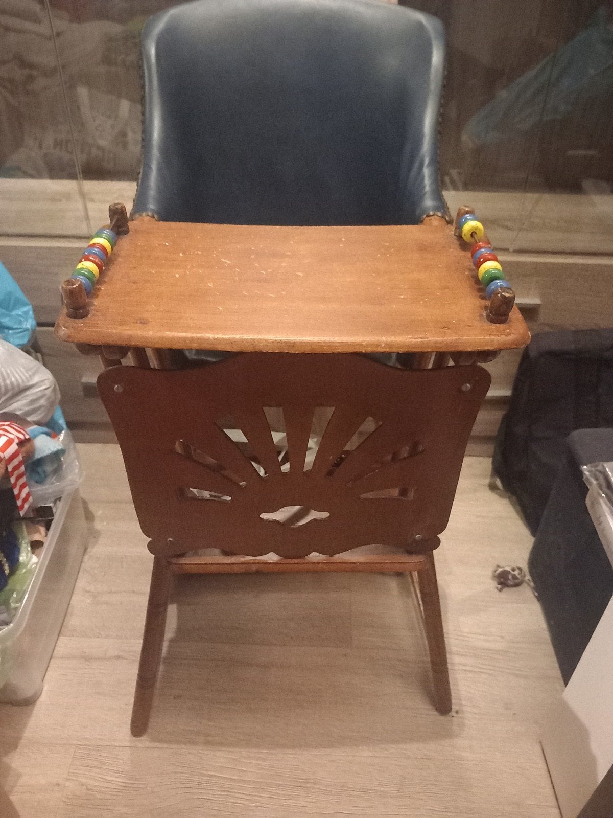 Antieke kinderstoel 106 jaar oud leren bekleding, Ophalen of Verzenden