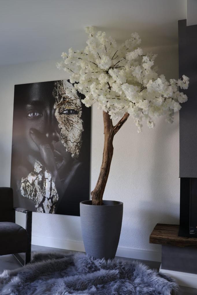 Oude echte stam vol met mooie duurzame kunstbloemen, Huis en Inrichting, Ophalen, Nieuw