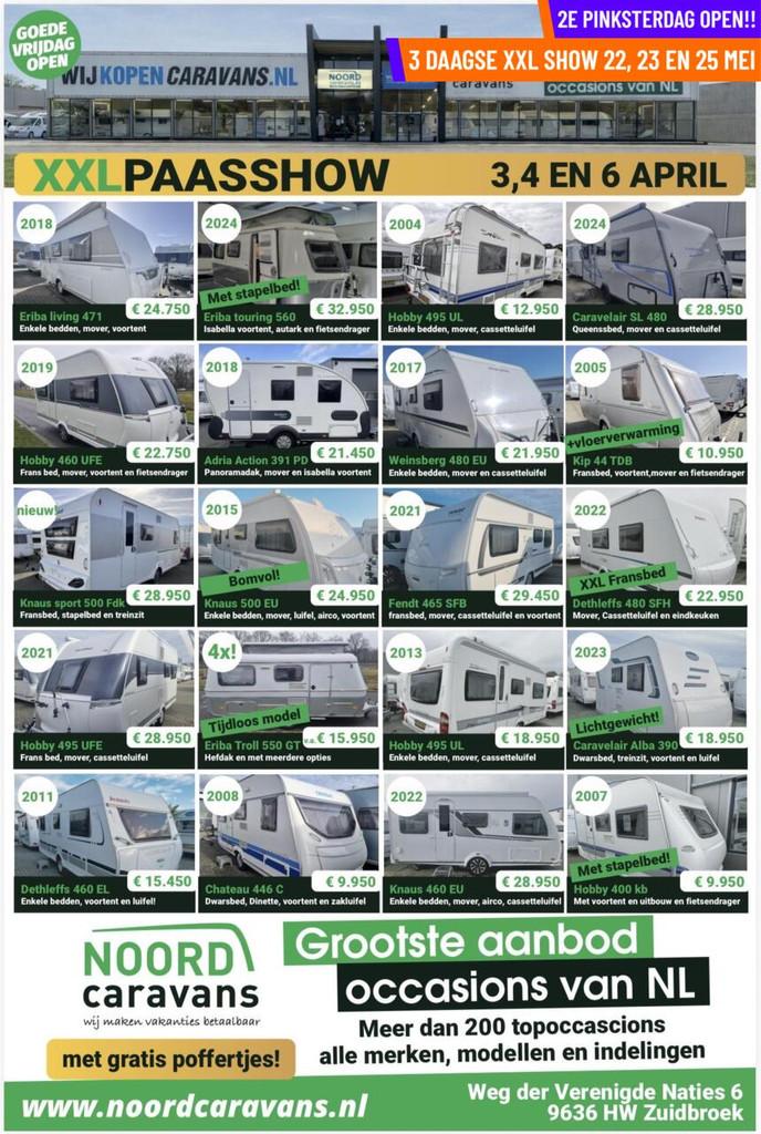 Chateau CARATT 390, TREINZIT, VOORTENT, FIETSENDRAGERS, Chateau, Bedrijf, 6 tot 7 meter, Tot en met 3