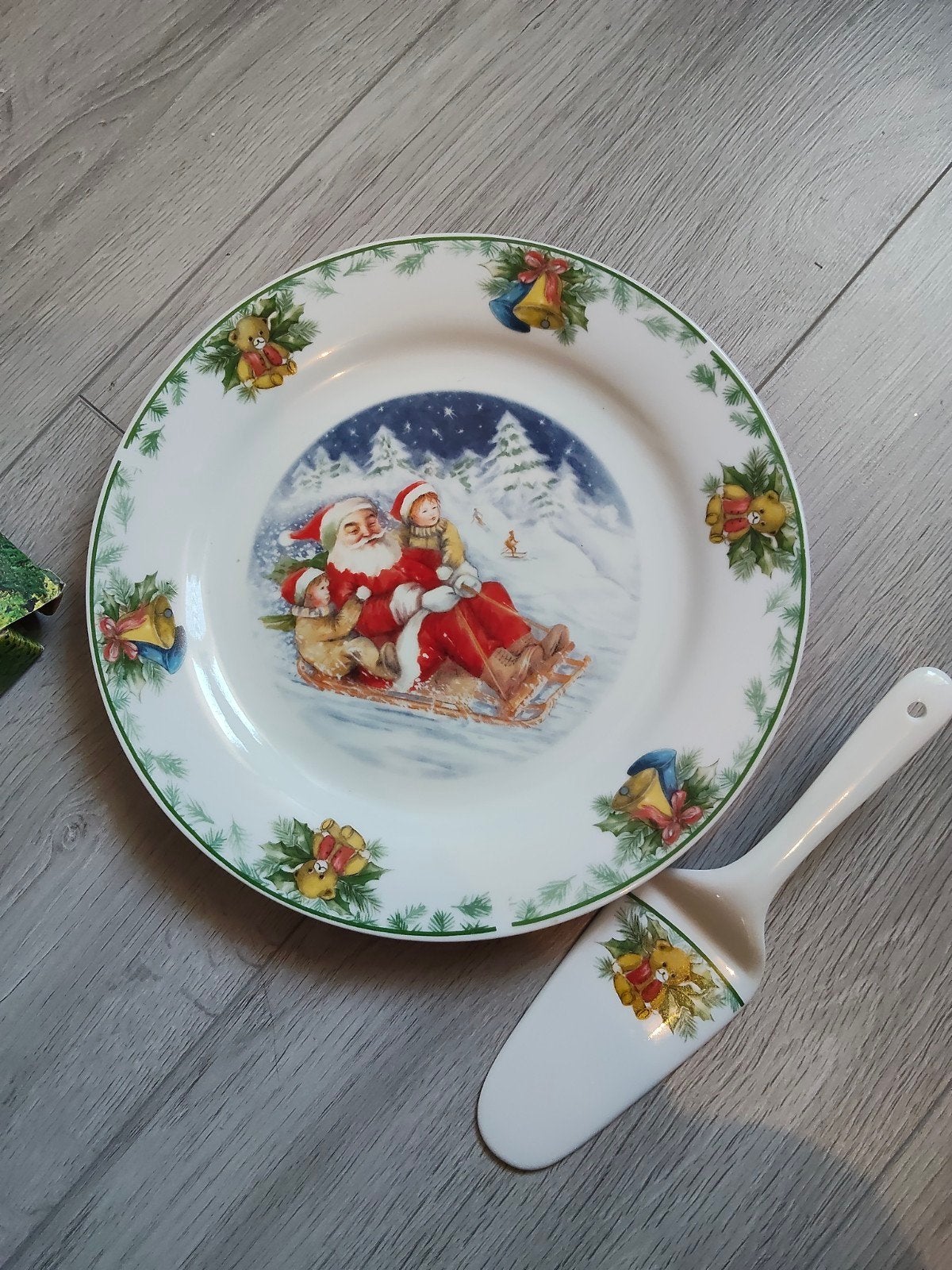 kerst taartbord met schep, Ophalen of Verzenden